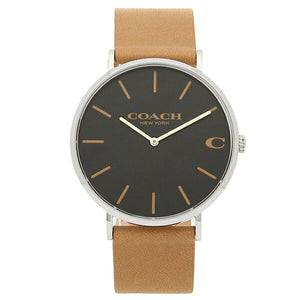 Coach Charles Black Dial Brown Leather Strap Watch for Men - 14602155 Authentic Buy Shop Now