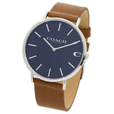 Coach Charles Blue Dial Brown Leather Strap Watch for Men - 14602151 Authentic Buy Shop Now