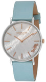 Coach Perry Mother of Pearl White Dial Blue Leather Strap Watch for Women - 14503271 Authentic Buy Shop Now