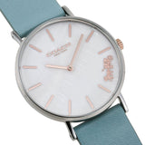 Coach Perry Mother of Pearl White Dial Blue Leather Strap Watch for Women - 14503271 Authentic Buy Shop Now