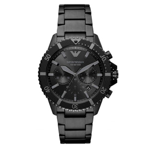Emporio Armani Diver Chronograph Black Dial Black Steel Strap Watch For Men - AR11363 Authentic Buy Shop Now