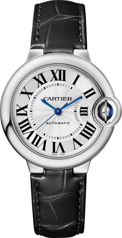 Cartier Ballon Bleu de Cartier Silver Dial Black Leather Strap Watch for Men - WSBB0026 Authentic Buy Shop Now