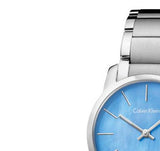 Calvin Klein City Mother of Pearl Blue Dial Silver Steel Strap Watch for Women - K2G2314X Authentic Buy Shop Now
