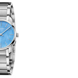 Calvin Klein City Mother of Pearl Blue Dial Silver Steel Strap Watch for Women - K2G2314X Authentic Buy Shop Now