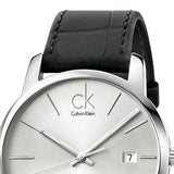 Calvin Klein City Date Silver Dial Black Leather Strap Watch for Men - K2G2G1C6 Authentic Buy Shop Now