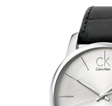 Calvin Klein City Date Silver Dial Black Leather Strap Watch for Men - K2G2G1C6 Authentic Buy Shop Now