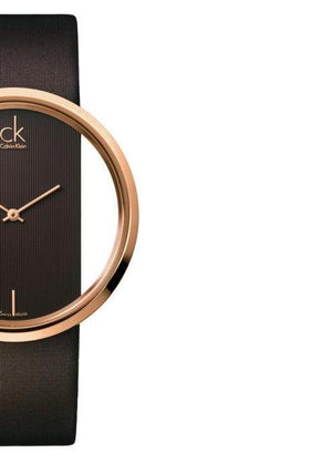 Calvin Klein Glam Transparent Dial Brown Leather Strap Watch for Women - K9423303 Authentic Buy Shop Now