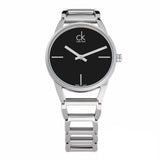 Calvin Klein Stately Black Dial Silver Steel Strap Watch for Women - K3G23121 Authentic Buy Shop Now