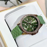 Michael Kors Mini Pilot Chronograph Green Dial Green Silicone Strap Watch For Women - MK7421 Authentic Buy Shop Now