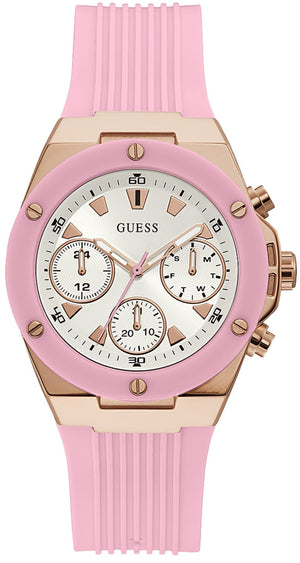 Guess Athena White Dial Pink Rubber Strap Watch For Women - GW0030L4 Authentic Buy Shop Now