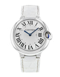 Cartier Ballon Bleu de Cartier Silver Dial White Leather Strap Watch for Women - W6920087 Authentic Buy Shop Now