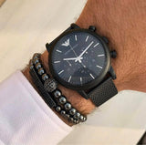 Emporio Armani Sport Chronograph Black Dial Black Mesh Bracelet Watch For Men - AR1968 Authentic Buy Shop Now