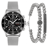 Hugo Boss Admiral Black Dial Silver Mesh Bracelet Watch for Men - 1513904 Authentic Buy Shop Now