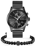 Hugo Boss Associate Black Dial Black Mesh Bracelet Watch for Men - 1513769 Authentic Buy Shop Now