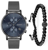 Hugo Boss Skymaster Chronograph Grey Dial Grey Mesh Bracelet Watch for Men - 1513934 Authentic Buy Shop Now