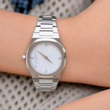 D1 Milano Ultra Thin Marble White Dial Silver Steel Strap Watch for Women - D1-UTBL13 Authentic Buy Shop Now