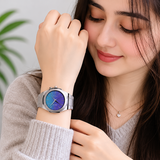 D1 Milano Ultra Thin Chromo Purple Sync Dial Silver Steel Strap Watch for Women - D1-UTBJ43 Authentic Buy Shop Now