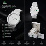Lacoste 12.12 White Dial White Silicon Strap Watch for Men - 2010984 Authentic Buy Shop Now