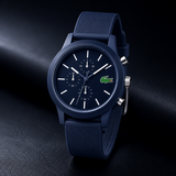 Lacoste 12.12 Chronograph Blue Dial Blue Silicon Strap Watch for Men - 2010970 Authentic Buy Shop Now
