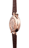 Emporio Armani Meccanico Skeleton Mother of Pearl Dial Brown Leather Strap Watch For Women - AR1993 Authentic Buy Shop Now