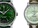 Breitling Navitimer Automatic 35 Green Dial Green Leather Strap Watch for Women - A17395361L1P1 Authentic Buy Shop Now