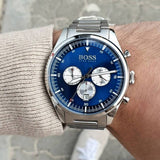 Hugo Boss Pioneer Blue Dial Silver Steel Strap Watch for Men - 1513713 Authentic Buy Shop Now