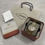 Fossil Rye Automatic Skeleton Gold Dial Gold Steel Strap Watch for Women - BQ3755 Authentic Buy Shop Now