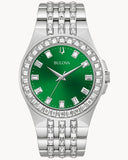 Bulova Phantom Classic Baguette Green Dial Silver Steel Strap Watch for Men - 96A253 Authentic Buy Shop Now