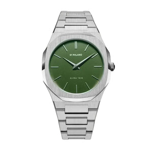 D1 Milano Ultra Thin Moss Green Dial Silver Steel Strap Watch for Men - D1-UTBJ06 Authentic Buy Shop Now