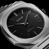 D1 Milano Ultra Thin Black Dial Silver Steel Strap Watch for Men - D1-UTBJ14 Authentic Buy Shop Now