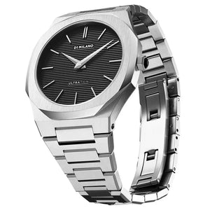 D1 Milano Ultra Thin Black Dial Silver Steel Strap Watch for Men - D1-UTBJ14 Authentic Buy Shop Now