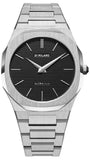 D1 Milano Ultra Thin Black Dial Silver Steel Strap Watch for Men - D1-UTBJ14 Authentic Buy Shop Now