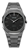 D1 Milano Ultra Thin Re-Gun Black Dial Gray Steel Strap Watch for Men - D1-UTBJ41 Authentic Buy Shop Now