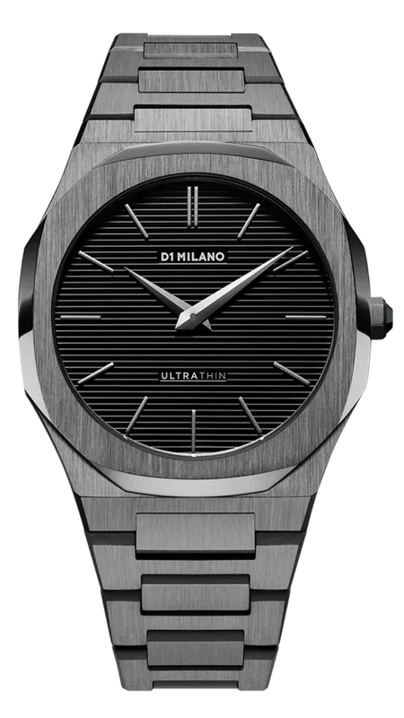 D1 Milano Ultra Thin Black Dial Gray Steel Strap Watch for Men - D1-UTBJ15 Authentic Buy Shop Now
