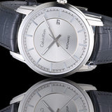 Calvin Klein Infinity Silver Dial Black Leather Strap Watch for Men - K5S341C6 Authentic Buy Shop Now