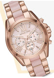 Michael Kors Bradshaw Chronograph Pink Dial Two Tone Steel Strap Watch For Women - MK6830 Authentic Buy Shop Now