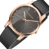 Calvin Klein City Quartz Grey Dial Black Leather Strap Watch for Men - K2G2G6C3 Authentic Buy Shop Now