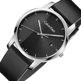 Calvin Klein City Quartz Black Dial Black Leather Strap Watch for Men - K2G2G1C1 Authentic Buy Shop Now