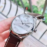 Longines Master Collection Automatic 38.5mm Silver Diamond Dial Brown Leather Strap Watch for Men - L2.755.4.77.3 Authentic Buy Shop Now
