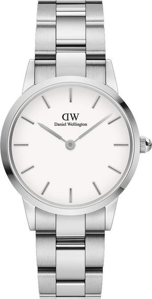 Daniel Wellington Iconic Link White Dial Silver Steel Strap Watch For Women - DW00100207 Authentic Buy Shop Now