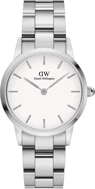 Daniel Wellington Iconic Link White Dial Silver Steel Strap Watch For Women - DW00100207 Authentic Buy Shop Now
