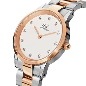 Daniel Wellington Iconic Link White Dial Two Tone Steel Strap Watch For Women - DW00100359 Authentic Buy Shop Now