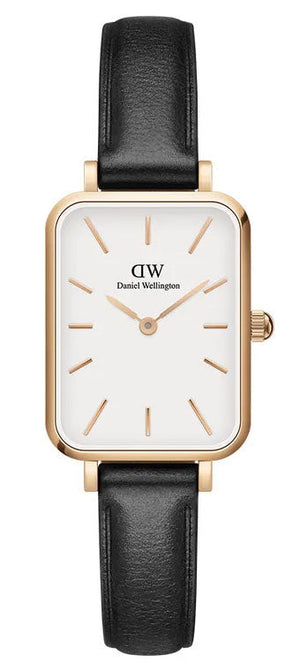 Daniel Wellington Quadro White Dial Black Leather Strap Watch For Women - DW00100434 Authentic Buy Shop Now