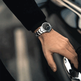 Daniel Wellington Iconic Link Black Dial Silver Steel Strap Watch For Women - DW00100342 Authentic Buy Shop Now