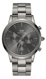 Daniel Wellington Iconic Link Chronograph Grey Dial Grey Steel Strap Watch for Men - DW00100643 Authentic Buy Shop Now