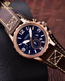 Fossil Nate Chronograph Blue Dial Brown Leather Strap Watch for Men - JR1505 Authentic Buy Shop Now