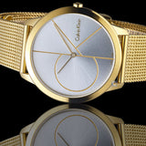 Calvin Klein Minimal White Dial Gold Mesh Bracelet Watch for Men - K3M21526 Authentic Buy Shop Now