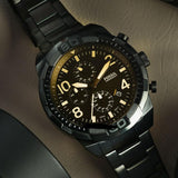 Fossil Bronson Chronograph Black Dial Black Steel Strap Watch for Men - FS5876 Authentic Buy Shop Now