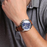 Fossil Grant Chronograph Blue Dial Brown Leather Strap Watch for Men - FS5210 Authentic Buy Shop Now