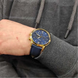Fossil Neutra Chronograph Blue Dial Blue Leather Strap Watch for Men - FS5790 Authentic Buy Shop Now
